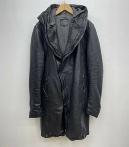 【Sz.3(L)】ISAMU KATAYAMA BACKLASH イサムカタヤマ バックラッシュ 製品染め イタリアン キップレザー フード ライダース コート 1604-03