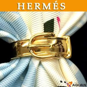 セール　送料無料　HERMES エルメス スカーフリング ベルトモチーフ スカーフ留め　アクセサリー 美品 aq6539