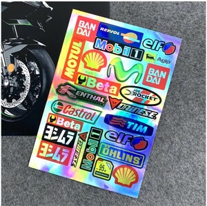 防水反射 レインボー　レップソル　モンスターエナジー　ヨシムラ　 バイクステッカー　 ヘルメットステッカー Repsol Bike stickers 