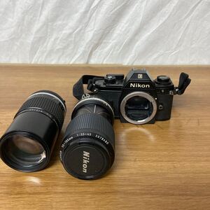 Nikon ニコン EM 一眼レフ フィルムカメラ レンズ NIKKOR 200mm 1:4 / Zoom-NIKKOR 35〜105mm 1:3.5〜4.5 まとめて　　ジャンク