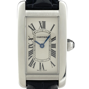 カルティエ CARTIER タンク アメリカン SM WSTA0016 腕時計 SS レザー クォーツ シルバー レディース 【中古】