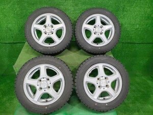 タイヤホイール 4本セット アルミ スタッドレス SIBILLA 13インチ 13×4.5J+43 4H 100 DUNLOP WINTER MAXX WM02 155/65R13 2023年 8分山