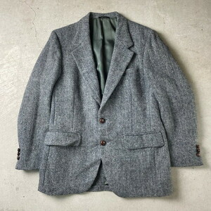 80年代 USA製 HARRIS TWEED ハリスツイード ウールテーラードジャケット メンズL相当