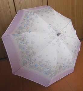 *新品*グレー×パープル花柄*晴雨兼用*長傘*99%遮光*スライド*