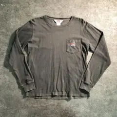 【BEN DAVIS】長袖Tシャツ　墨色　ロゴデザイン　綿　古着usedBS3