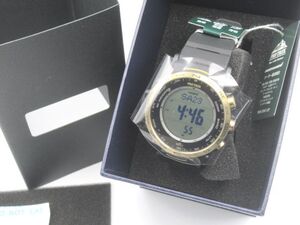 ●未使用品 CASIO カシオ PRO TREK プロトレック ソーラー電波 腕時計 PRW-35YC-1JF ブラック×ゴールド系 デジタル ウォッチ●