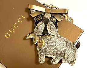 ■ 本物 美品 GUCCI グッチ フレンチブルドック フレブル レロイ チャーム グッチョリGG柄 キーホルダー 箱付★