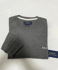 POLO ラルフローレン メンズ 長袖シャツ ワッフル S グレー ロゴ 春秋