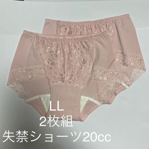 2枚組 LL 尿漏れパンツ 20cc 失禁ショーツ 軽失禁 ピンク　テイジン レース 安心ショーツ 女性用 失禁パンツ レディース 婦人