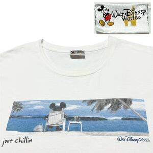 【90s】ディズニー　ミッキー　砂浜　バケーション　Tシャツ