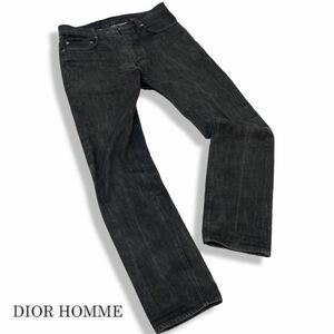 正規品 DIOR HOMME ディオールオム エディ期 08AW デニムパンツ ジーンズ ユーズド加工 ボタンフライ 化石 メンズ 30 グレー系