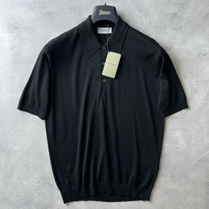 定番名作 新品 JOHN SMEDLEY ジョンスメドレー ISIS MENS SHIRT SS EASY FIT 半袖 コットン ニット ポロシャツ / メンズ S / 黒 ブラック