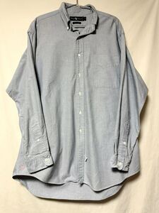 90s ラルフローレン Big Oxford ビッグオックスフォード RALPHLAUREN ビッグポロ ビッグシャツ Big shihts 裾ポニー 長袖シャツ M サックス