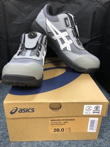 005▽未使用品▽asics 26.0安全靴 WINJOB CP209BOA SHEET ROCK/WHITE