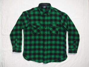 ☆ 80s ビンテージ Woolrich ウールリッチ バッファローチェック ウールシャツ 緑×黒 ☆USA古着 ブロックチェック アウトドア 70s 90s OLD