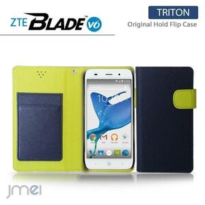 ZTE Blade V6ケース マグネットバンド カード収納付 手帳型カバー 閉じたまま通話可 スマホケース 折りたたみ ネイビー 53