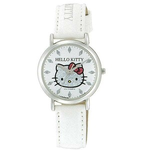 ハローキティ グッズ 腕時計 ウォッチ キティ 0009N001 ホワイト 革 ベルト バント サンリオ キャラクター 日本製 時計 レディース キッズ