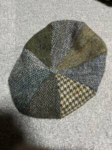 Euro vintage キャスケット　ハリスツイード　Harris Tweed ヴィンテージ　ビンテージ　casquette 帽子　古着　ユーロ　イギリス製　uk