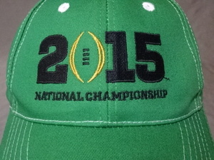 激レア USA購入 USカレッジ オレゴン大学ダックス 【OREGON DUCKS】アメフト【2015 NATIONAL CHAMPIONSHIP】ロゴ刺繍入りキャップ 中古良品