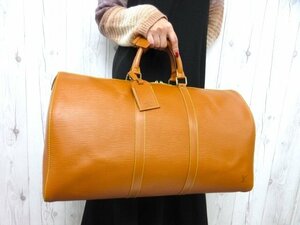 極美品 LOUIS VUITTON ルイヴィトン エピ キーポル50 ジパングゴールド ボストンバッグ バッグ M42968 レザー A4可メンズ 77797