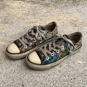 【23㎝】CONVERSE ローカット スニーカー 総柄■アメリカ古着 オールスター コンバース アート レディース