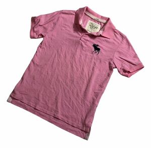 ■ A&F Abercrombie&Fitch アバクロンビーアンドフィッチ アバクロ ■ ビッグ ヘラジカ ロゴ 刺繍 半袖 ポロシャツ ピンク