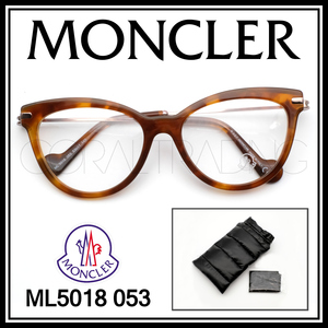 24082★新品本物！MONCLER ML5018 053 べっ甲柄/ブロンズ モンクレール コンビネーションフレーム メガネ 眼鏡 キャットアイ レディース