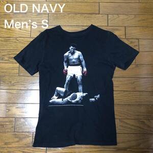 【送料無料】OLD NAVYモハメドアリプリント半袖Tシャツ黒　メンズSサイズ　オールドネイビー