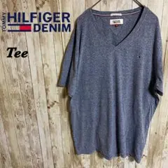 【F8】HILFIGER DENIMヒルフィガーデニム刺繍ロゴVネックTee