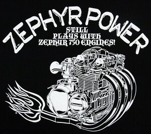 ZEPHYR 750 「ZEPHYR POWER」（XXLサイズ） KAWASAKI ZEPHYR750 エンジンTシャツ カワサキ ゼファー750 Z1 Z2 Z1000 当時物 旧車