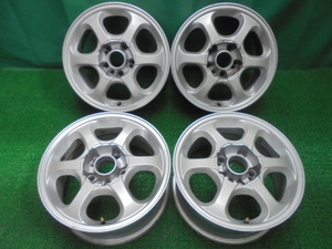 c76◆メーカー不明 5穴 4穴 マルチ アルミホイール 15×6.5J◆15×6.5JJ +24 5H / 4H PCD114.3 中古アルミ4本セット