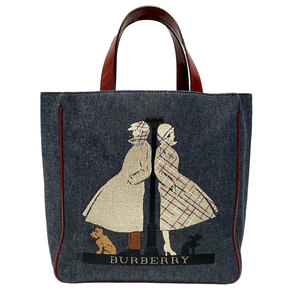 中古AB/使用感小 BURBERRY バーバリー トートバッグ ロンドン 人物 刺繍 レディース 20472399