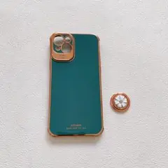 ✨即購入OK✨ iPhone14plus ケース グリーン 花 スタンドリング