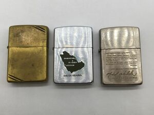 1003-206MKYF624 佐川 ライター 3個セット 右のみ火花◯ Zippo ジッポ SAUDI ARABIA 等 ゴールドカラー シルバーカラー 喫煙具