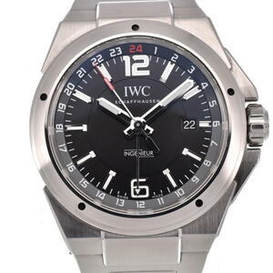 △ IWC IWC SCHAFFHAUSEN IW324402 インヂュニア デュアルタイム GMT デイト 自動巻き メンズ 美品 内箱・保証書付き J#127904