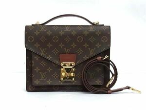 1円 ■美品■ LOUIS VUITTON ルイヴィトン M51185 モノグラム モンソー28 2WAY ハンドバッグ ショルダー レディース ブラウン系 EA2821