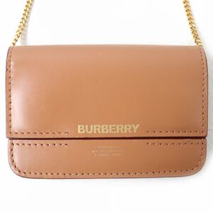 良品△BURBERRY バーバリー Horseferry Print Clutch Card Case ホース フェリー プリント クラッチ カードケース レザー ミニ財布 茶色