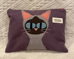 ねこねこニャー353　ぺったんこポーチ　ハンドメイド　