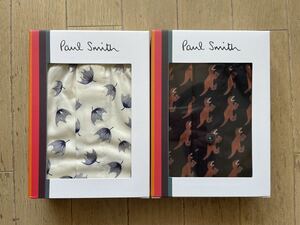 即決！ポールスミス！PAUL SMITH 布帛トランクス 2枚組 恐竜柄 ブラック&蒲公英綿毛 オフホワイト M