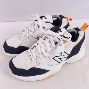 708 ニューバランス 26.0cm/New Balance 白 ホワイト 紺 イエロー 中古 古着 スニーカー レディース yy9810