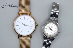 ☆時計☆1円～☆SKAGEN・Rosemont☆ クォーツ 腕時計2本セット☆稼動品☆電池交換済み☆『VRW-181』