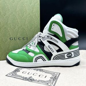 1円 【未使用級】 GUCCI グッチ BASKET SNEAKER バスケット インターロッキング メンズ ハイカット スニーカー シューズ 靴 28.0cm相当