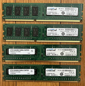 CRUCIAL PC3-12800 16GB 4GB 4枚 DDR3 デスクトップ用メモリ 240ピン DDR3-1600 4GB 4枚