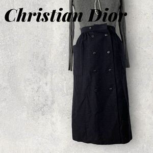 Christian Dior Sサイズ ウールスカート クリスチャンディオール ロングスカート 