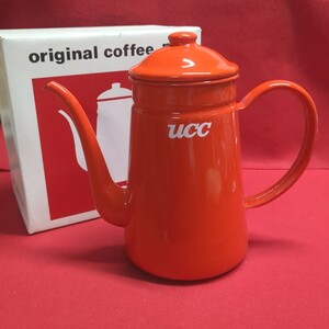 UCC コーヒーポット ホーロー ポット 琺瑯 昭和レトロ レトロ 赤 上島コーヒー　非売品 コーヒー　箱付き