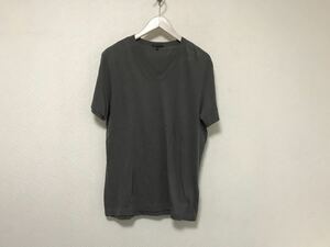 本物セオリーtheoryコットンVネック半袖Tシャツメンズサーフアメカジミリタリーストリートグレー40ペルー製L