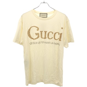 GUCCI グッチ 19AW Gucci Glitter Print Tee グリッターロゴTシャツ 615044 XJCLF クリーム XS IT4K7Y6WAJ0G