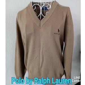 Polo by RALPH LAUREN ◆ Vネックセーター ベージュブラウン 系 ◆ ラルフローレン ◆ メンズ