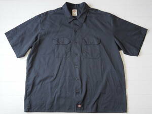 ☆送料無料☆ Dickies ディッキーズ USA直輸入 古着 半袖 ワークシャツ メンズ 3XL ダークネイビー トップス 中古 即決