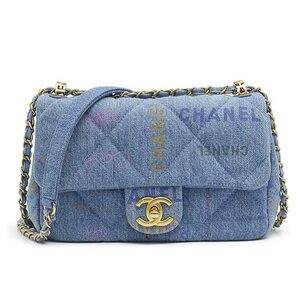 シャネル CHANEL マトラッセ チェーンショルダーバッグ デニム ブル―×ゴールド金具